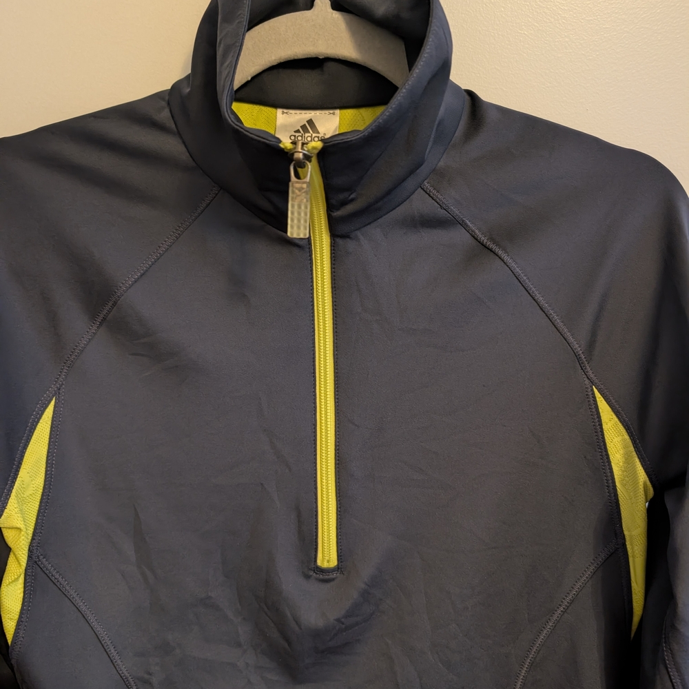 adidas Navy and Yellow Half-Zip Pullover